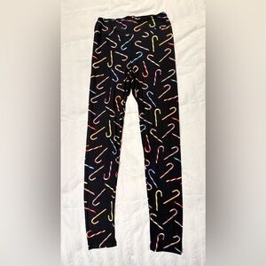 Colorful Candy Cane Holiday Leggings